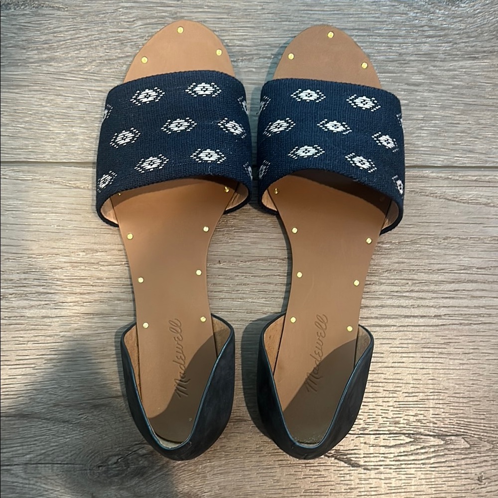 Madewell Thea diamond Navy and Cream  Sandals with Minimalist Design
